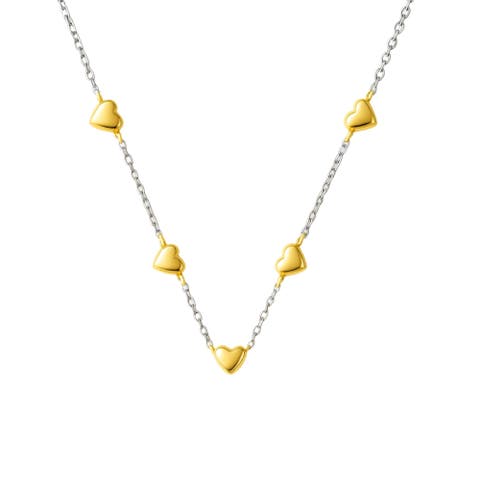 Sterling Silver Two-Tone Heart Necklace