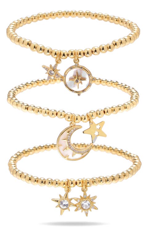 Set of 3 Charm Stretch Bracelets