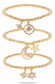 Set of 3 Charm Stretch Bracelets