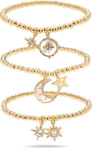 EYE CANDY LOS ANGELES Set of 3 Charm Stretch Bracelets
