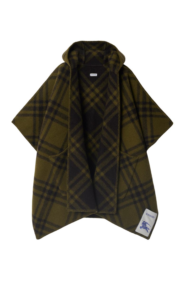 Burberry Reversible Check Wool Cape, Main, color, Camp