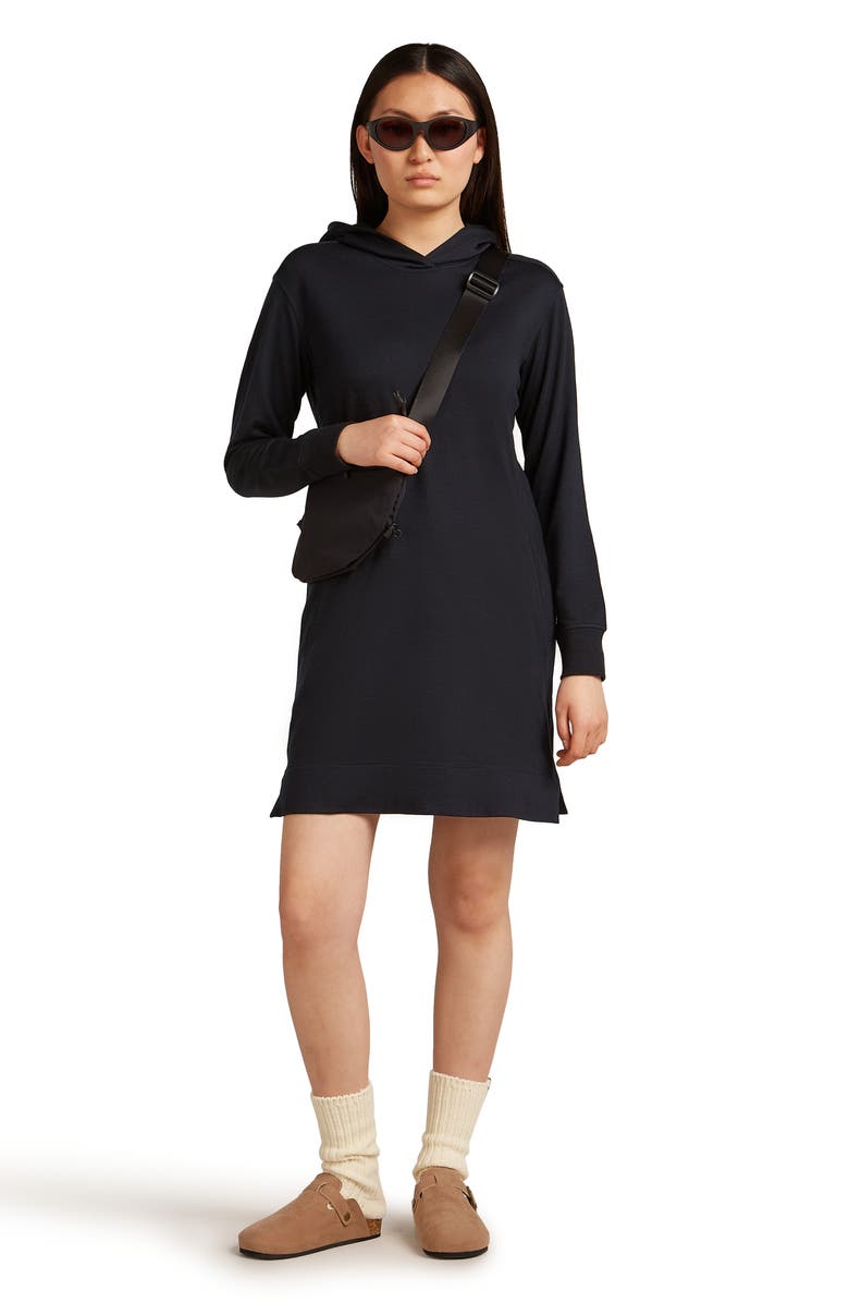 Icebreaker Merino Blend 200 Crush Long Sleeve Dress, Alternate, color, Black