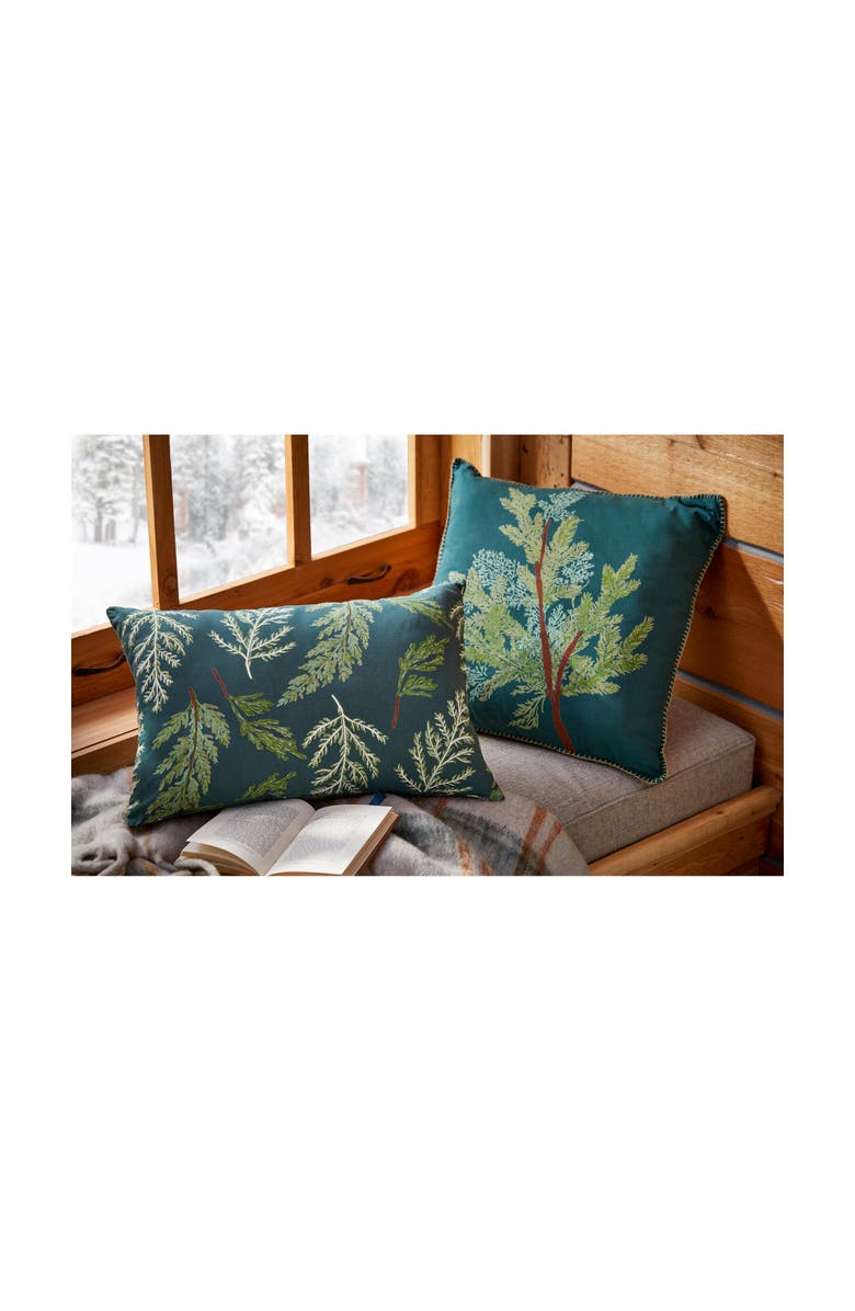 tag Juniper Branch Dark Green Decorative Throw Pillow for Winter, Alternate, color, Green