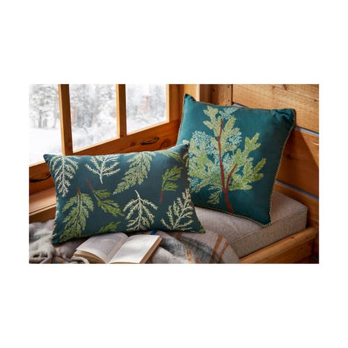 Tag Juniper Branch Dark Green Decorative Throw Pillow For Winter In Green
