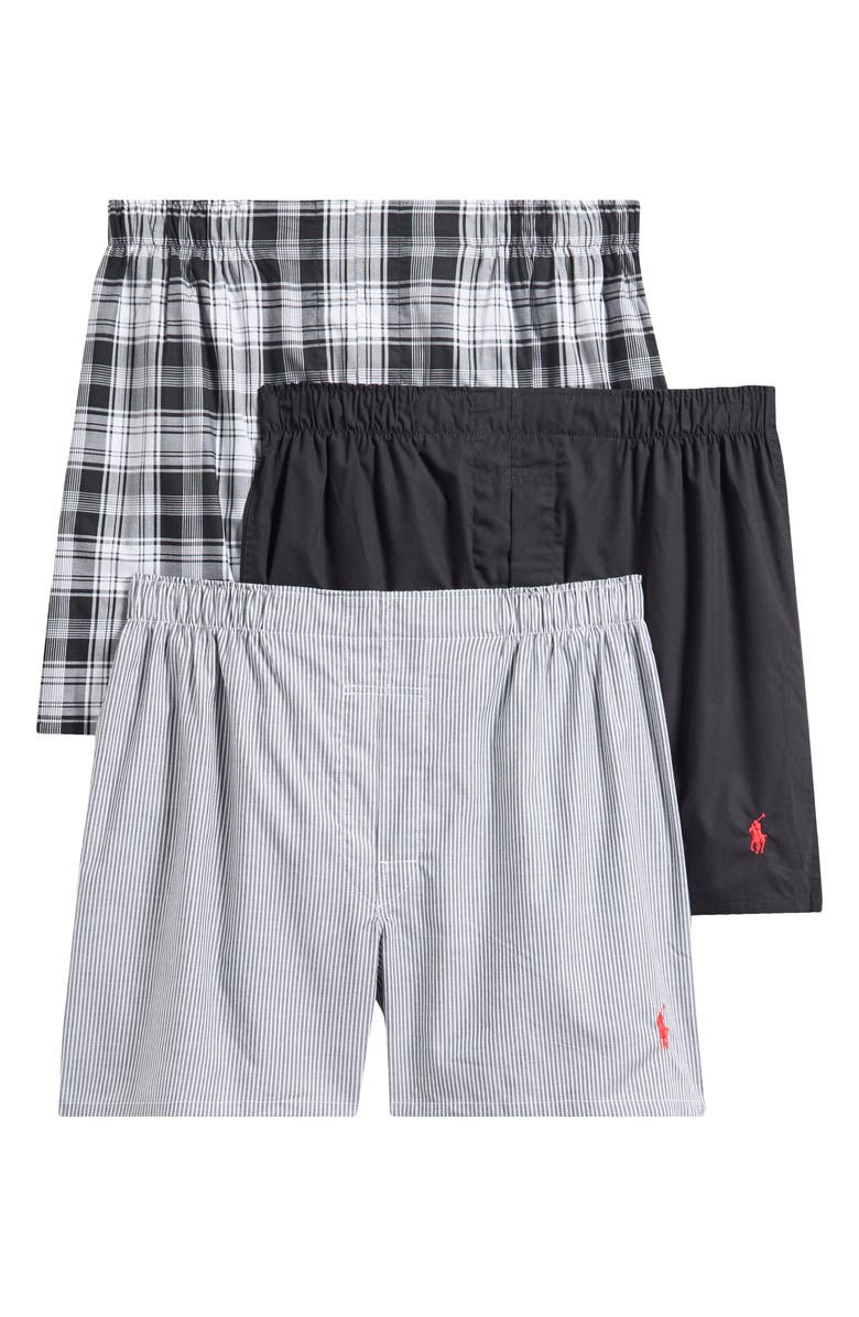 Polo Ralph Lauren Assorted 3-Pack Woven Cotton Boxers, Main, color, Multicolor