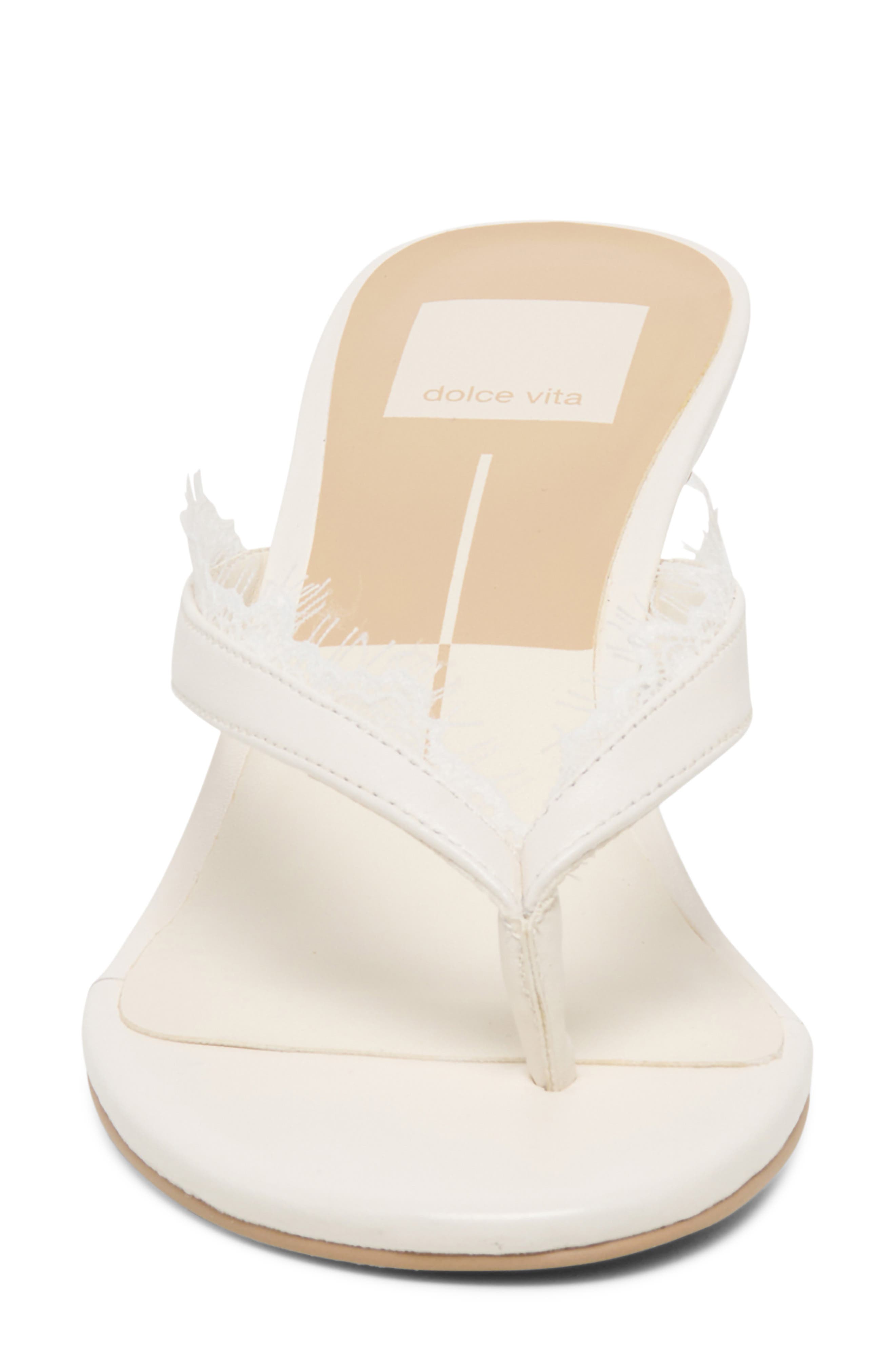 Dolce Vita Daksie Lace Trim Sandal, Alternate, color, True White Leather