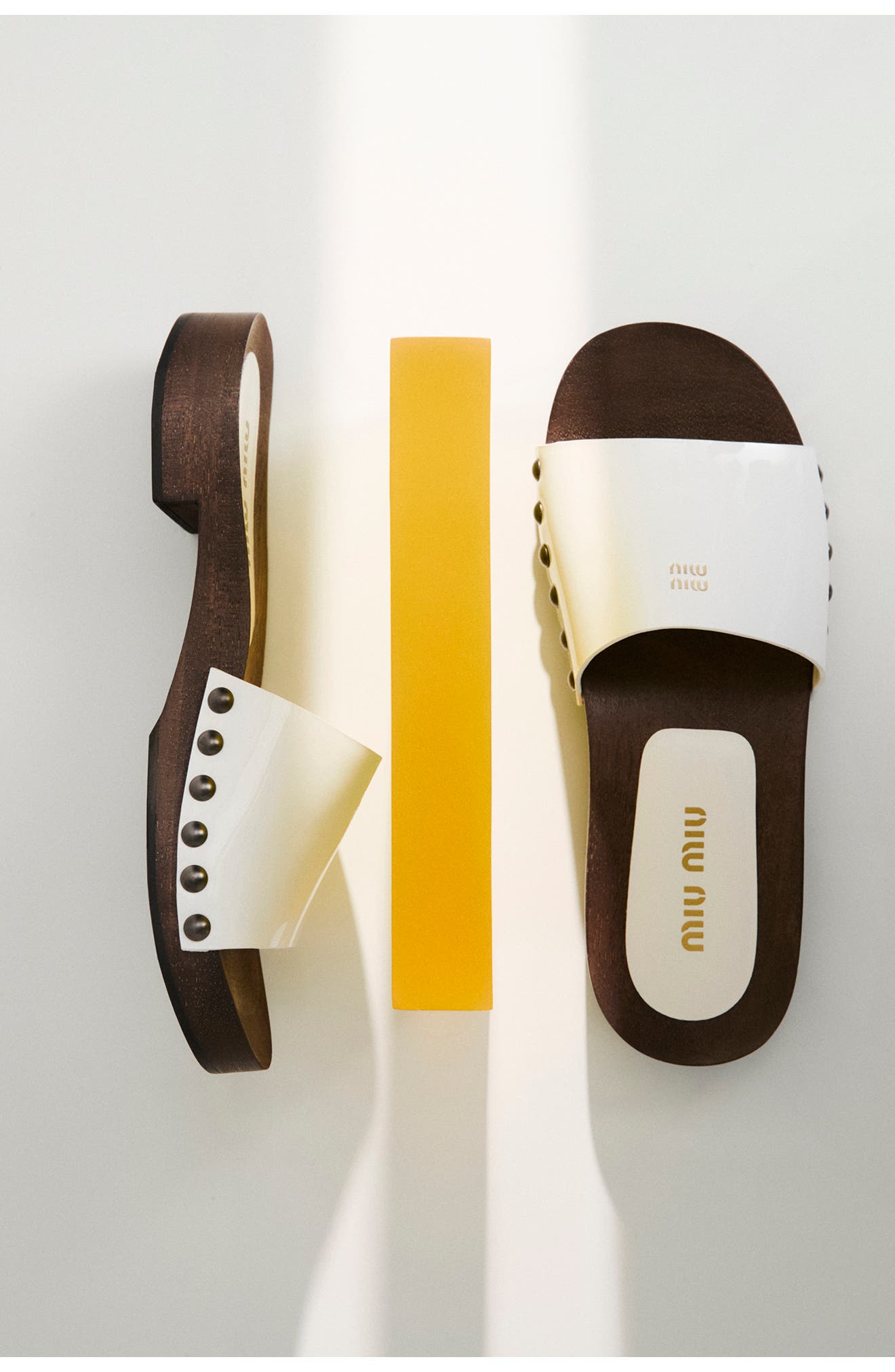 Miu Miu Clog Slide Sandal, Alternate, color, Bianco