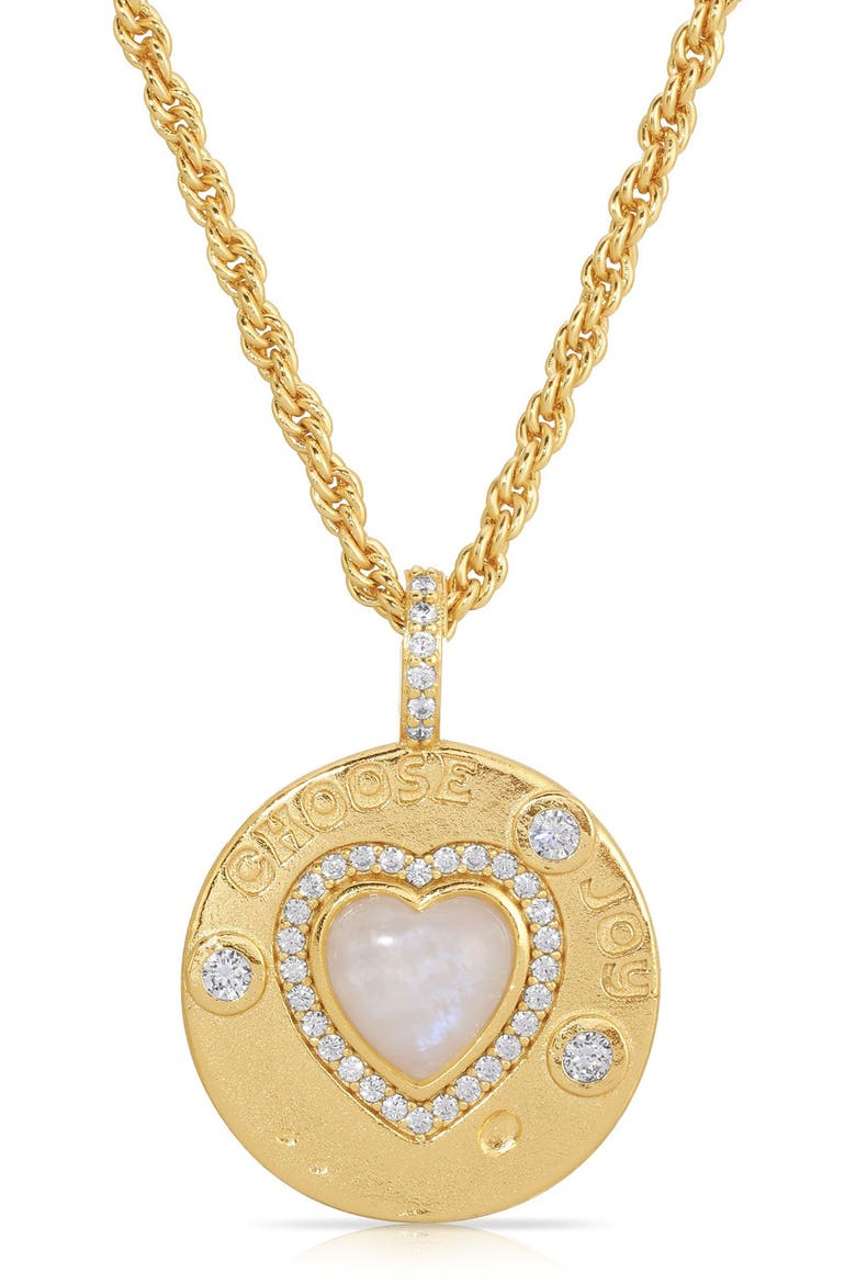 Joyful Heart Moonstone Pendant Necklace, Main, color, GOLD