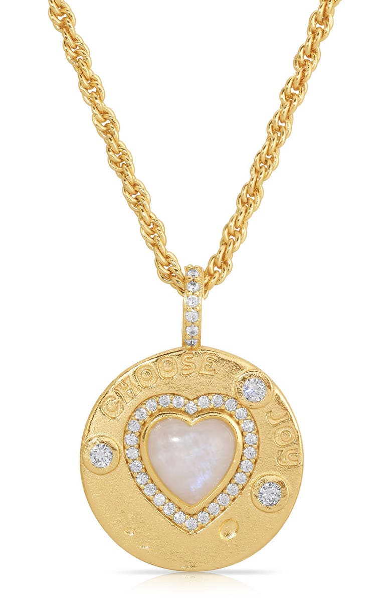 Joy Dravecky Joyful Heart Moonstone Pendant Necklace, Main, color, Gold