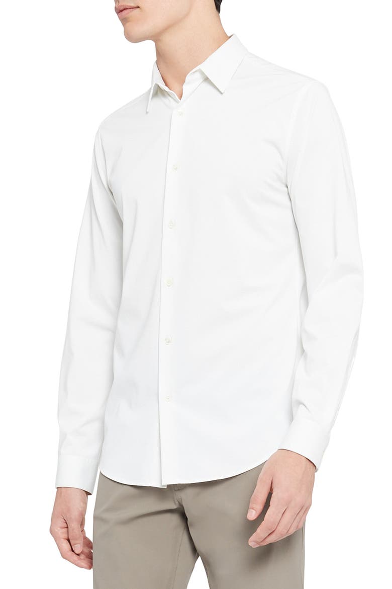 Sylvain ND Structure Knit Button-Up Shirt, Alternate, color, WHITE