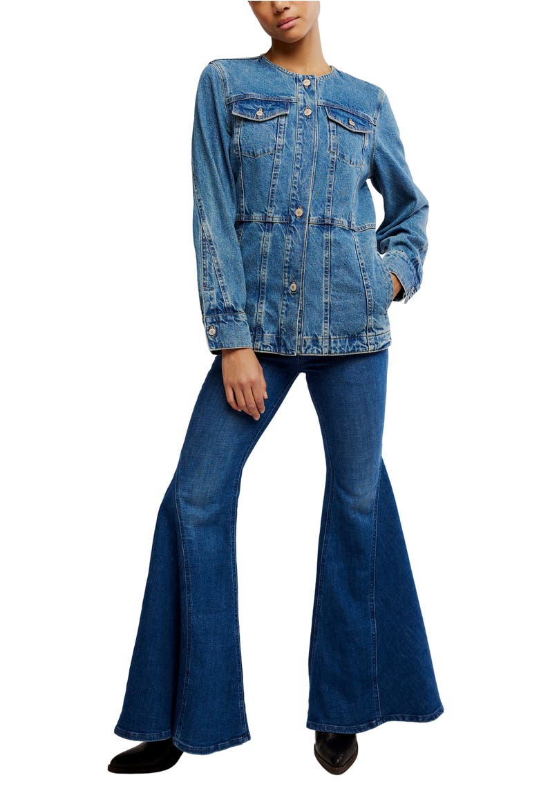 Lula Collarless Denim Jacket, Alternate, color, RIVER BLUES