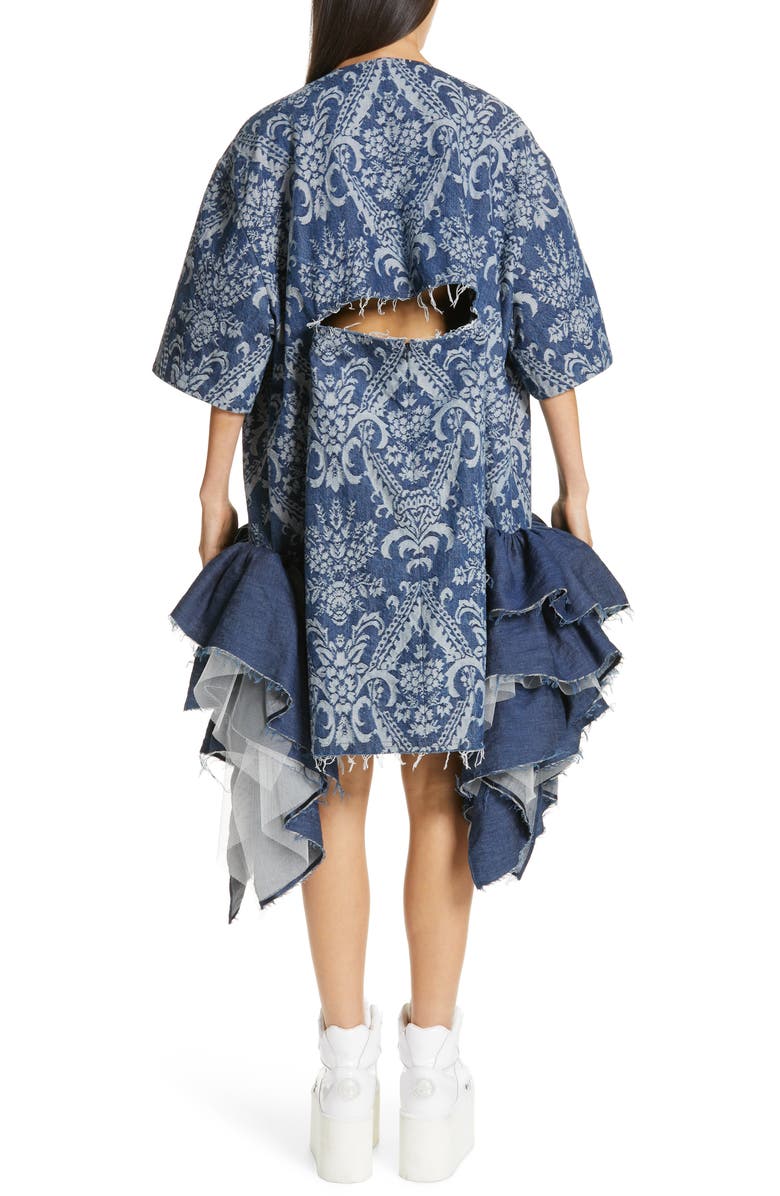 Junya Watanabe Denim Jacquard Tulle Dress, Alternate, color, 