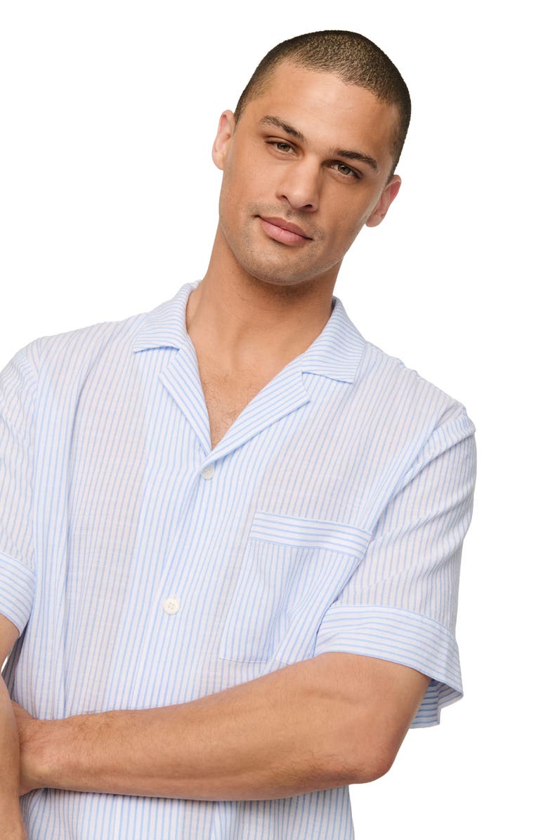 Eberjey Nautico Stripe Short Pajamas, Alternate, color, White/Cornflower Blue