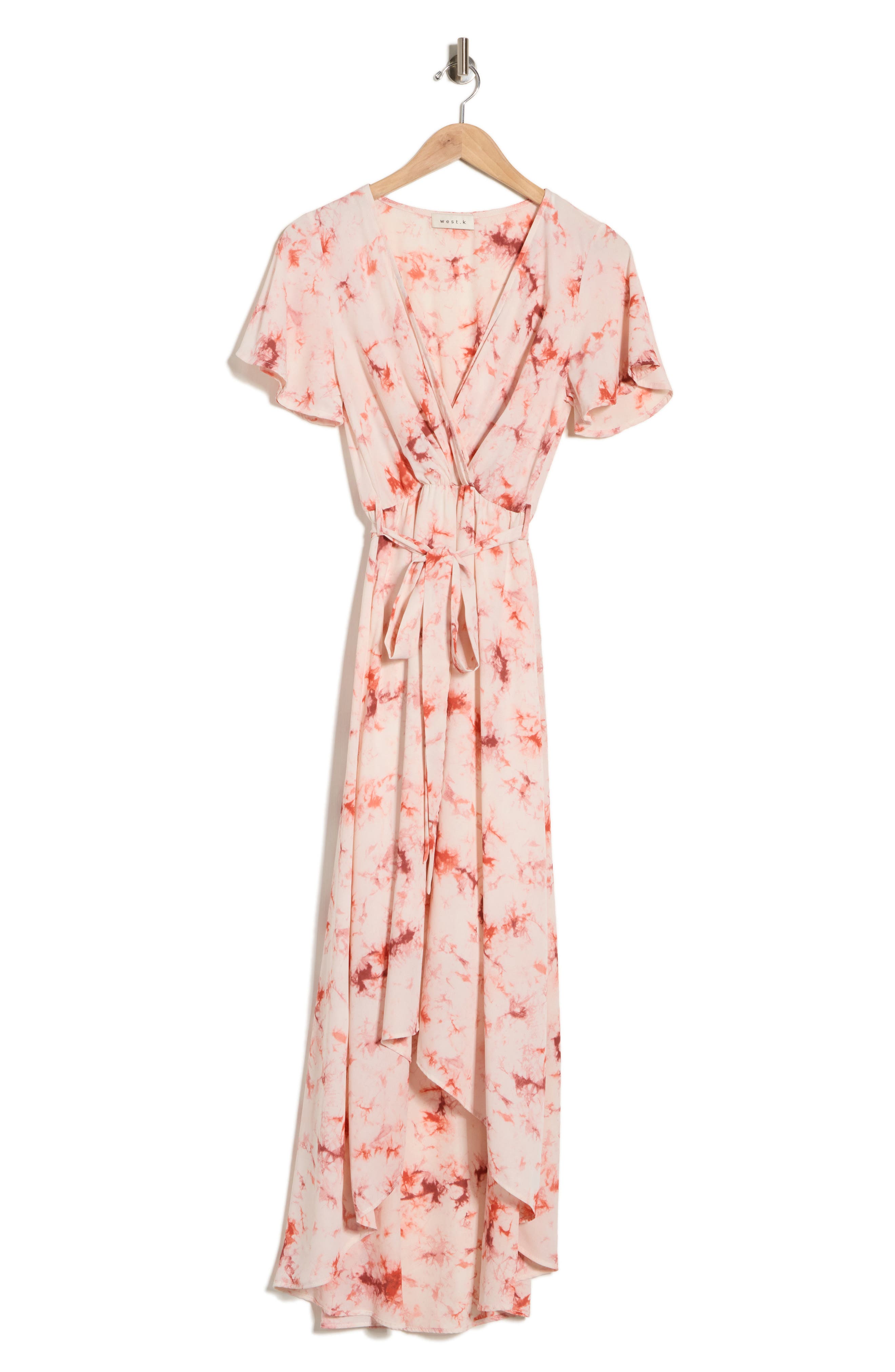 WEST K Faux Wrap High Low Midi Dress