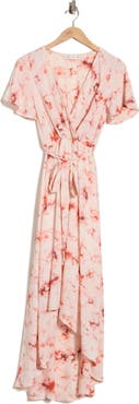 WEST K Faux Wrap High Low Midi Dress