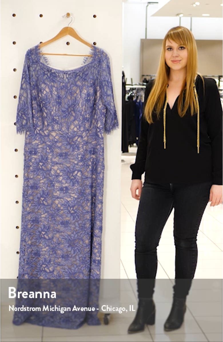 Bateau Neck Lace Gown, sales video thumbnail