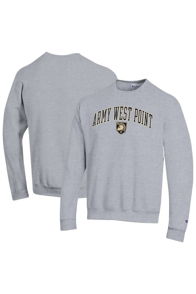 Men's Champion  Heather Gray Army Black Knights Arch Over Logo Pullover Sweatshirt, Alternate, color, Heather Gray