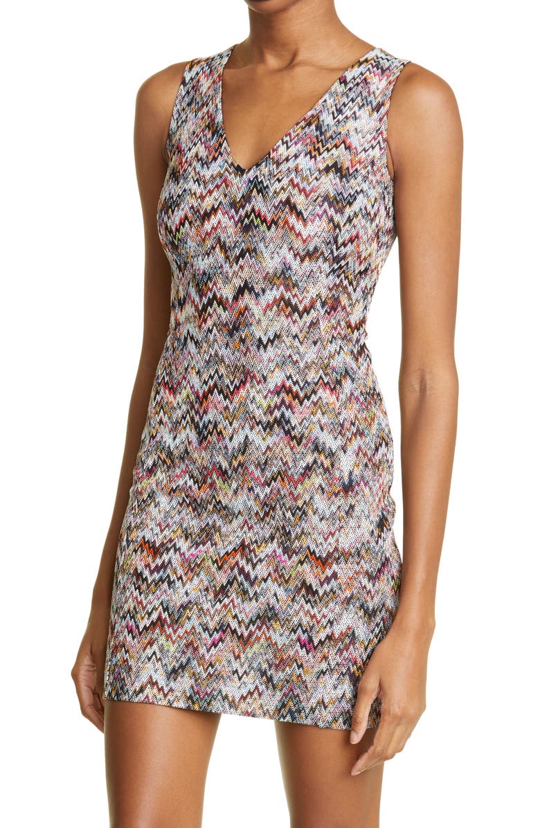 Missoni Zigzag Chevron Mini Sweater Dress, Alternate, color, 