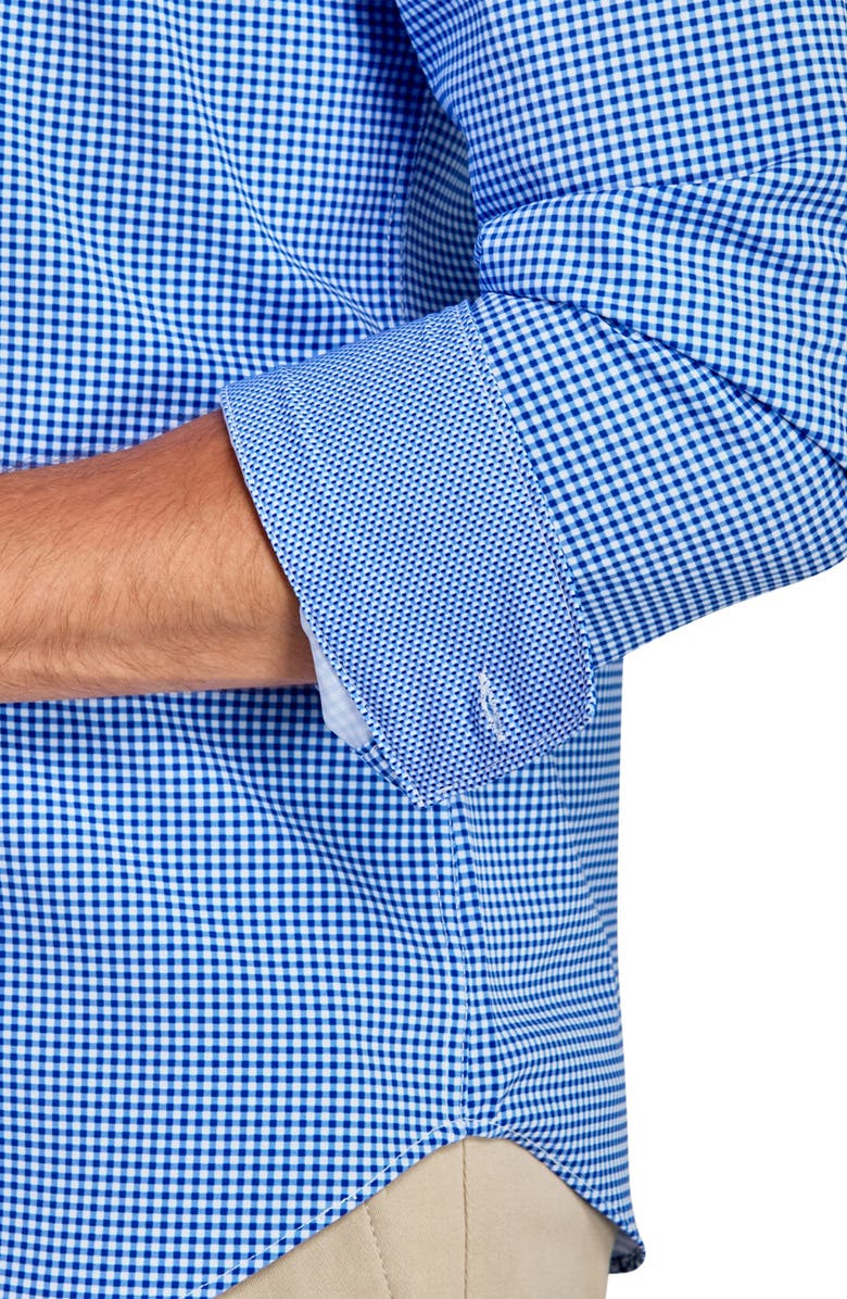 CONSTRUCT Slim Fit Gingham 4-Way Sport Shirt, Alternate, color, Lt Blue