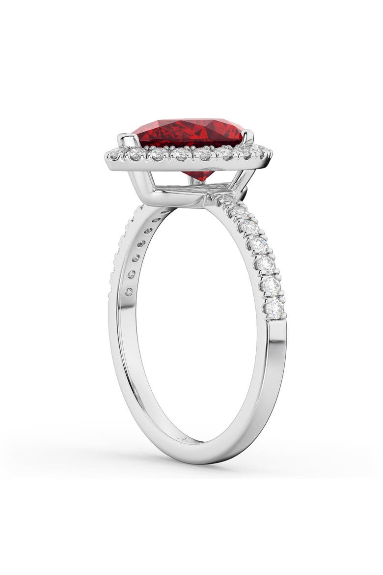 Pear Cut Halo Ruby & Diamond Engagement Ring 14K, Alternate, color, 3.01ct/White Gold