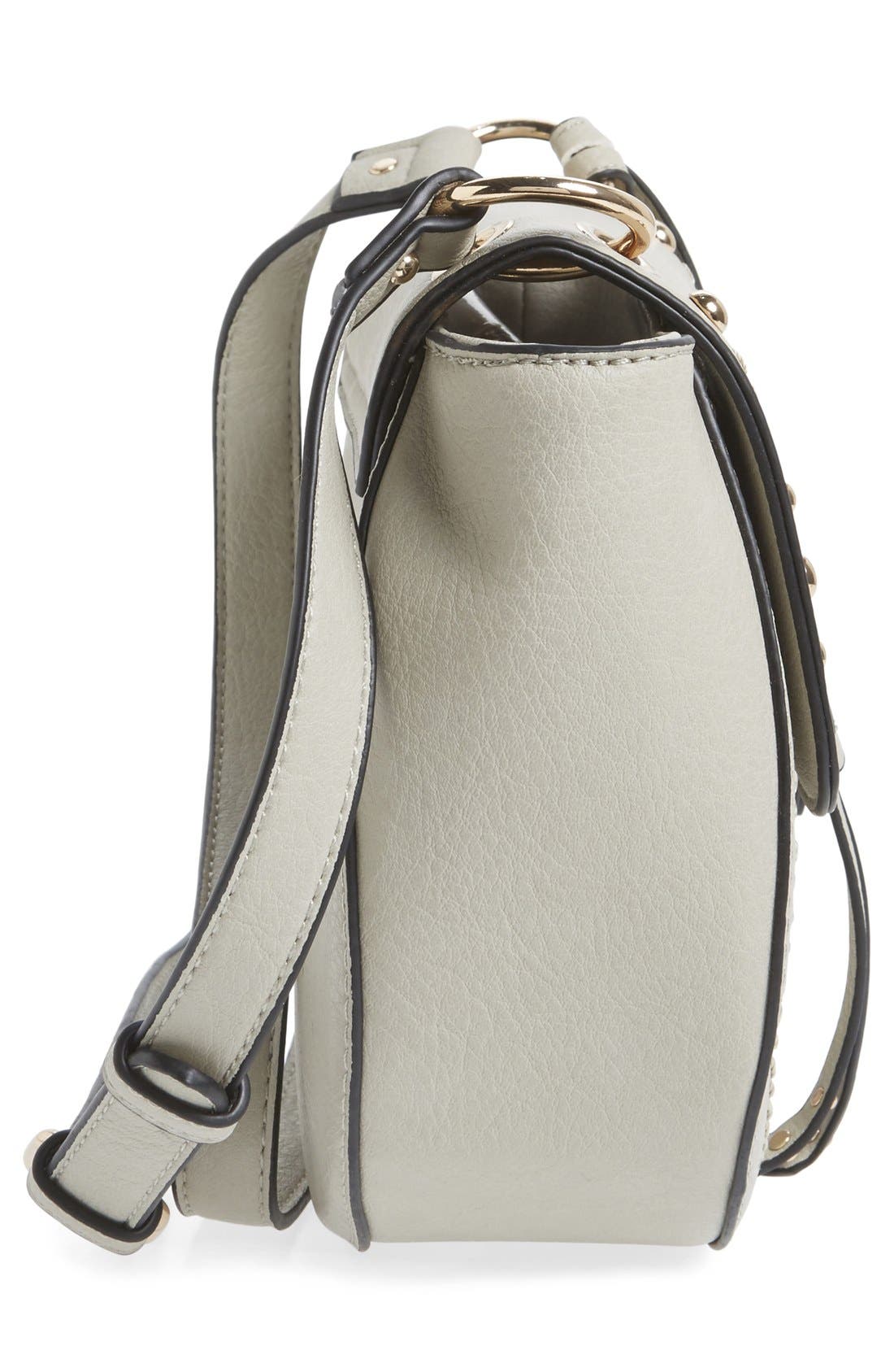 Studded Faux Leather Crossbody Bag, Alternate, color, GREY