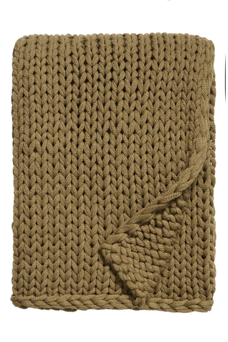 Jersey Rope Throw Blanket, Main, color, OLIVE MARSH