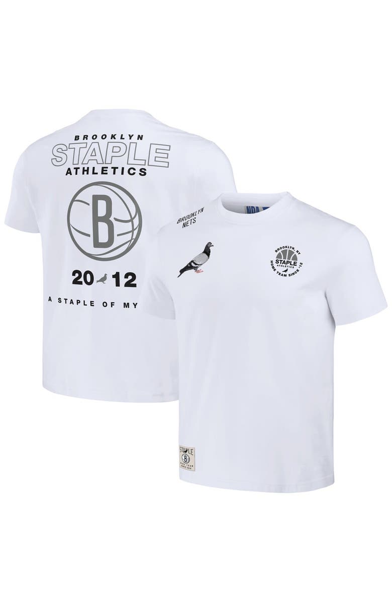 STAPLE Men's NBA x Staple Cream Brooklyn Nets Home Team T-Shirt, Alternate, color, 