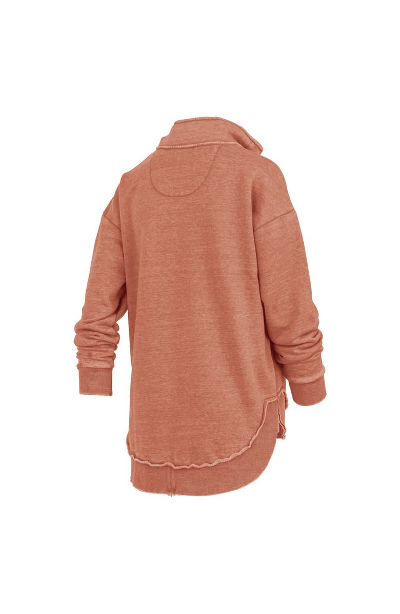 PRESSBOX Women's Pressbox Burnt Orange Texas Longhorns Northfork Sojourn Poncho Quarter-Zip Sweatshirt, Alternate, color,