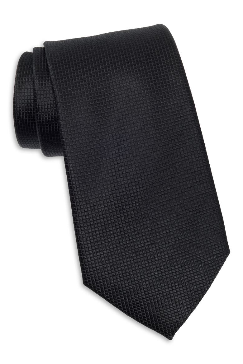 Textured Silk Tie, Main, color, BLACK