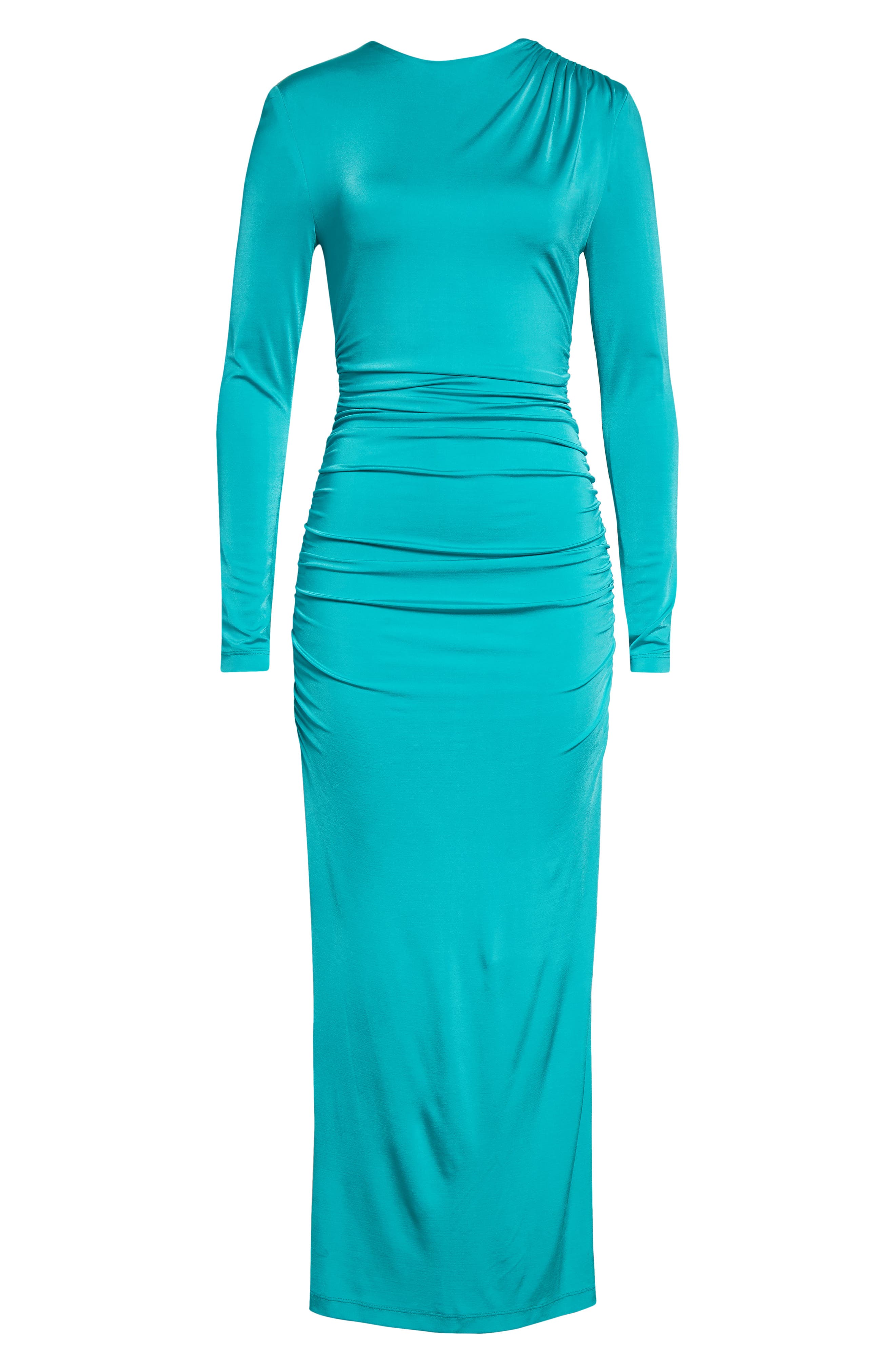 ruched jersey long dress Cap-Sleeve Long Jersey Formal Dress: La Femme 30874 Dark Berry / 2