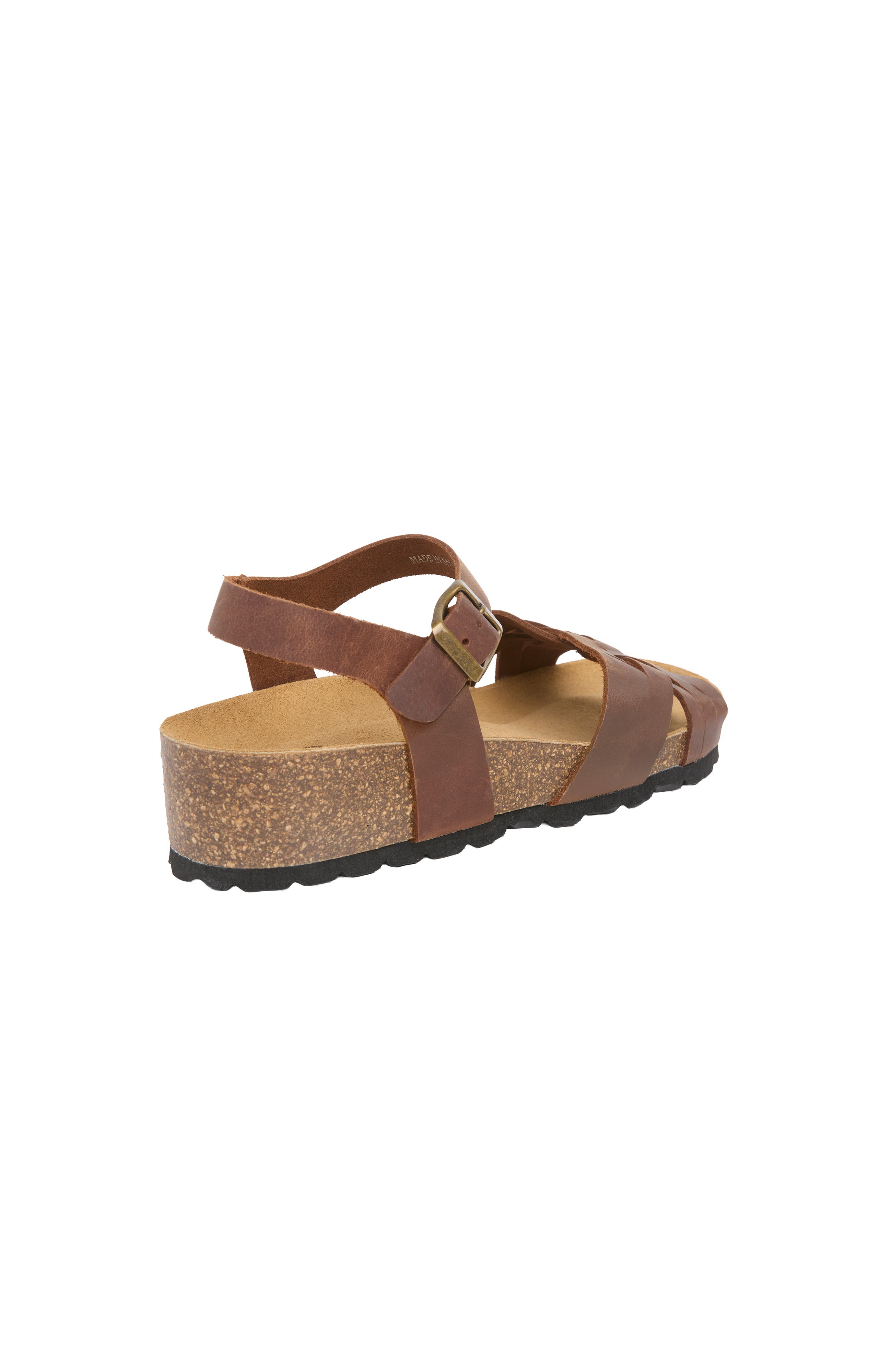 Celtic & Co. Woven Detail Low Wedge Leather Sandal, Alternate, color, Cognac