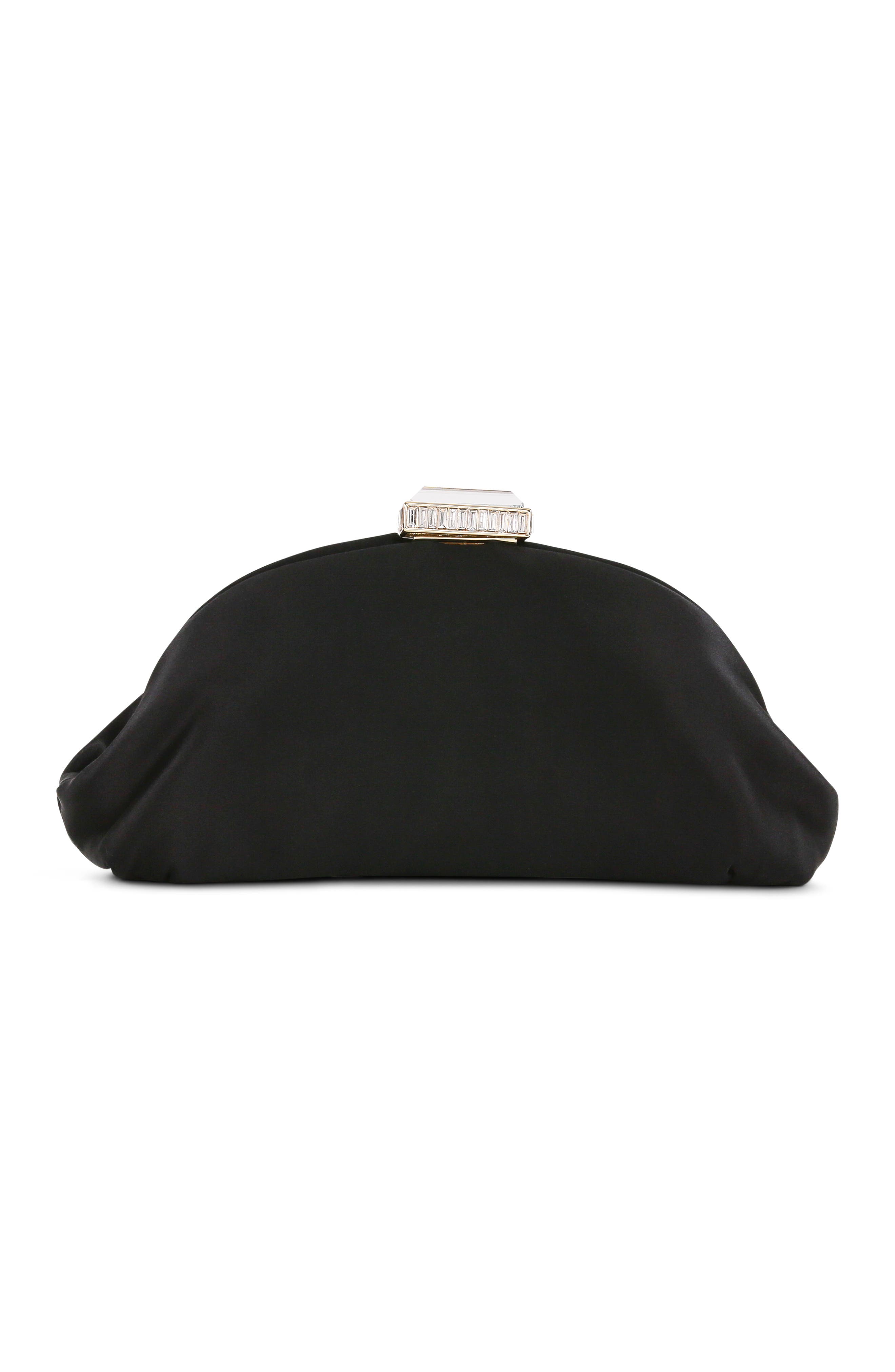 BADGLEY MISCHKA Leia Satin Pouch Clutch, Main, color, Black