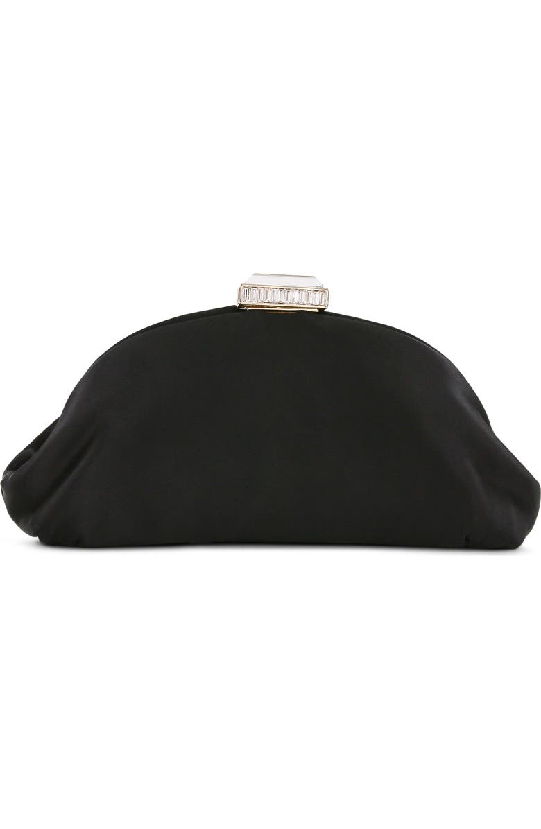 BADGLEY MISCHKA Leia Satin Pouch Clutch, Main, color, Black