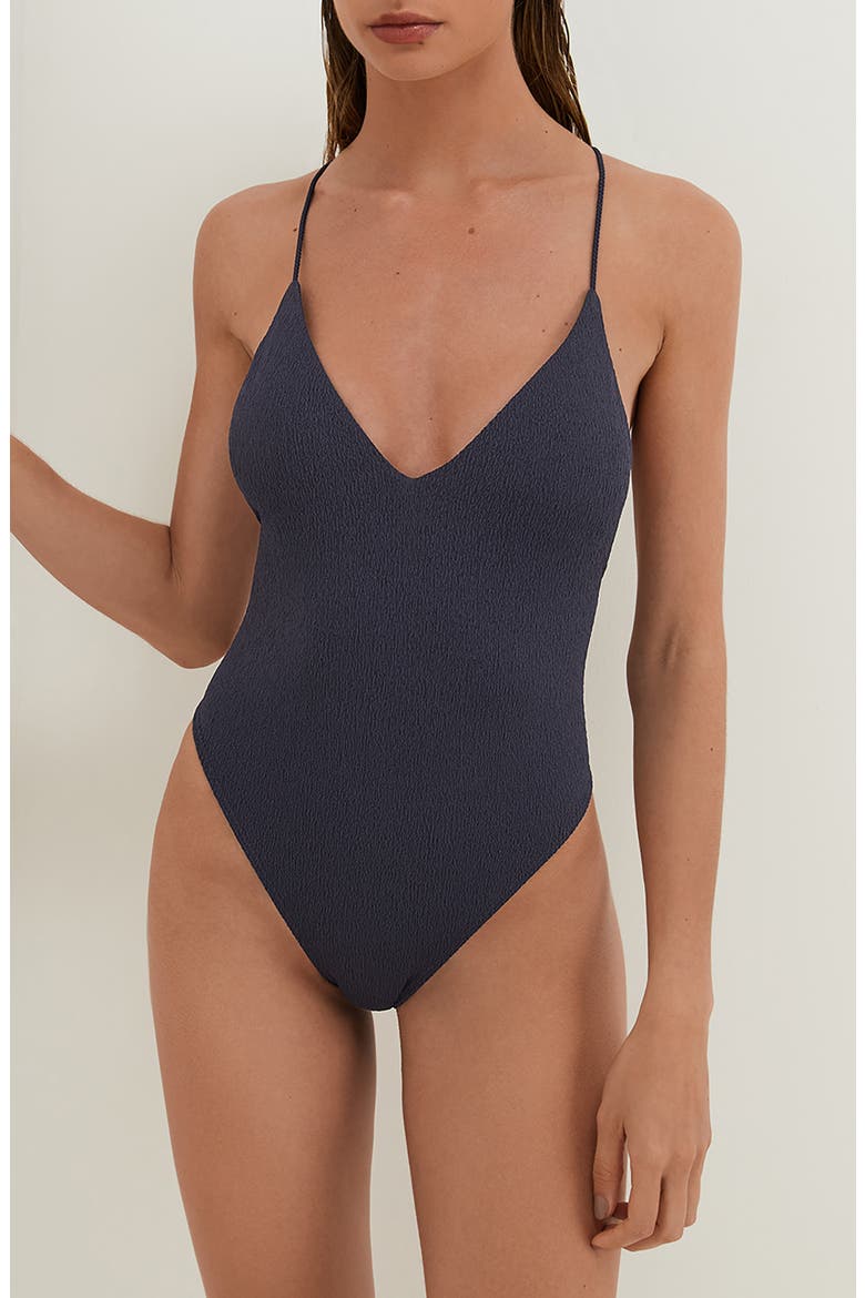 Firenze Textured One-Piece Swimsuit, Main, color, BLUE