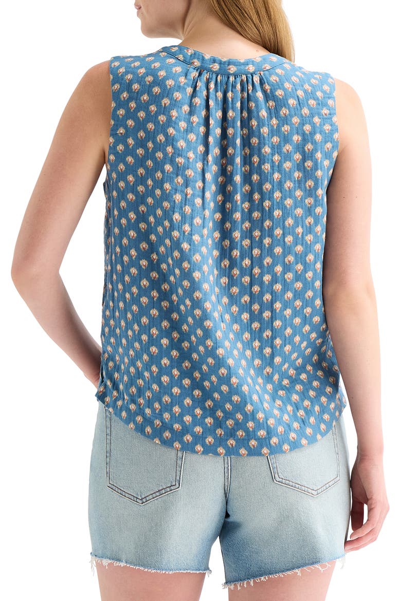 Split Neck Sleeveless Top, Alternate, color, NAVY MULTI