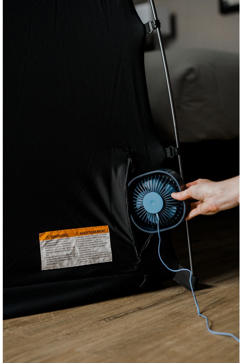 Privacy Canopy & Portable Fan Set, Alternate, color, BLACK