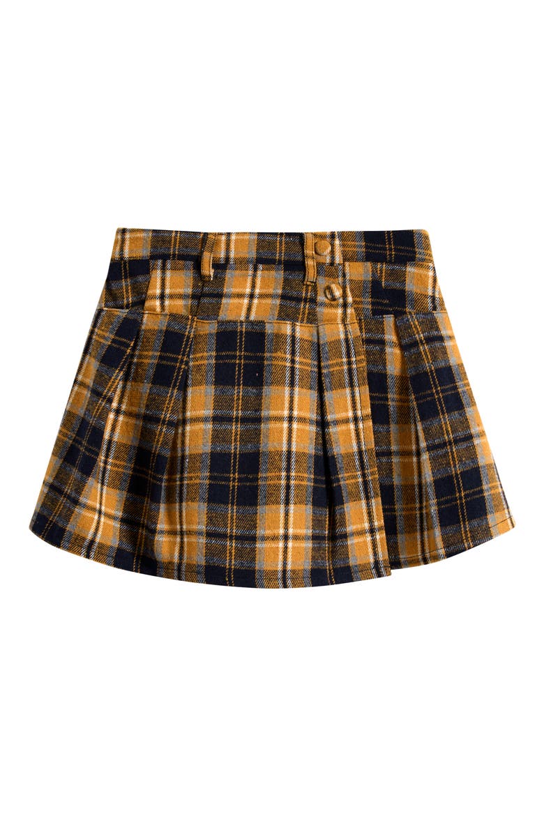 Kids' Pleated Skirt with Shorts Liner, Main, color, BROWN BLUE PLAID