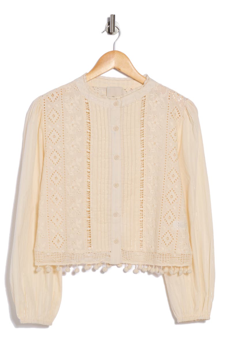 INDUSTRY REPUBLIC CLOTHING Long Sleeve Embroidered Button Front Top, Alternate, color,