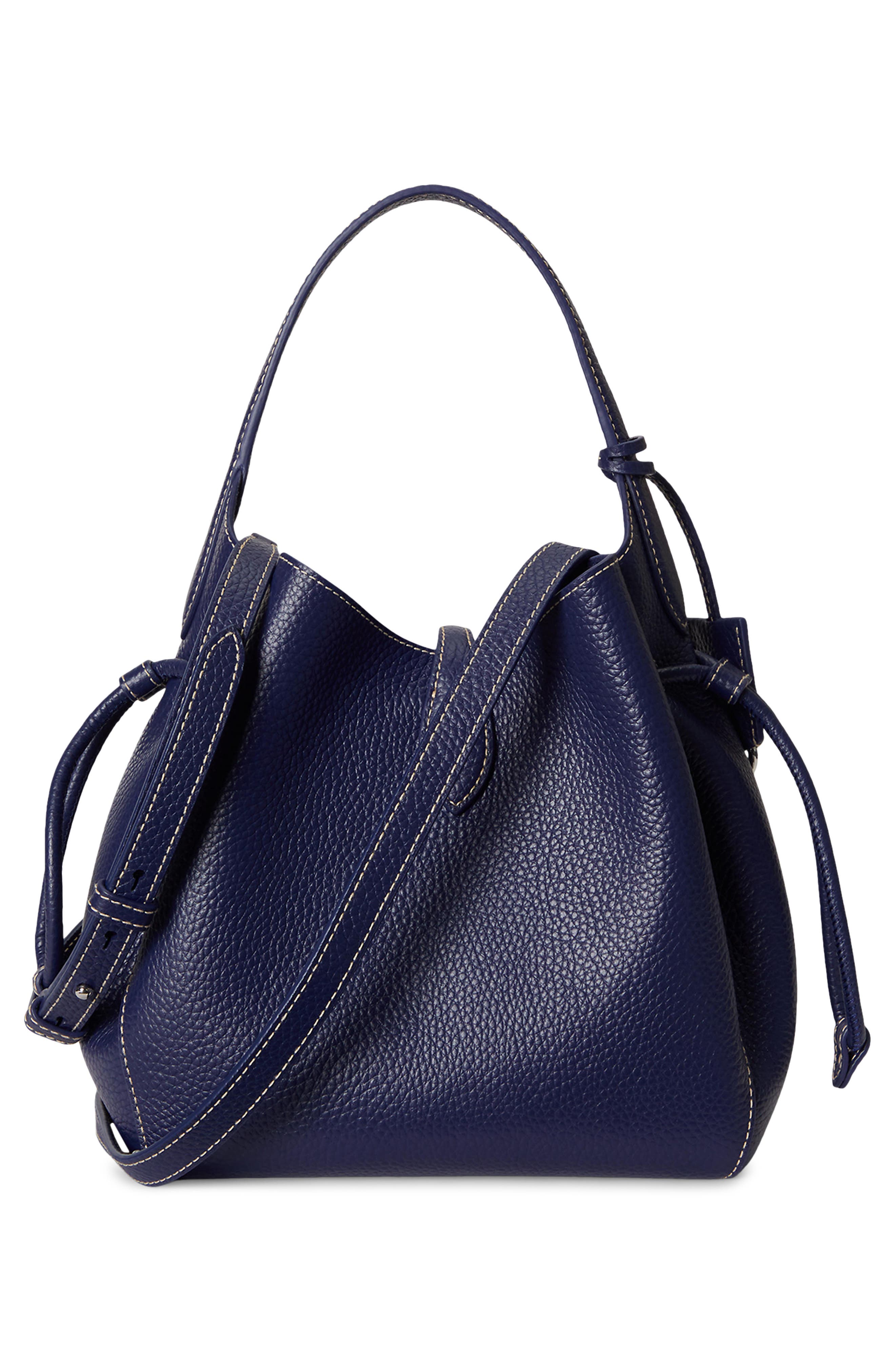 Polo Ralph Lauren Small Polo Play Pebble Leather Crossbody Tote, Alternate, color, Ink