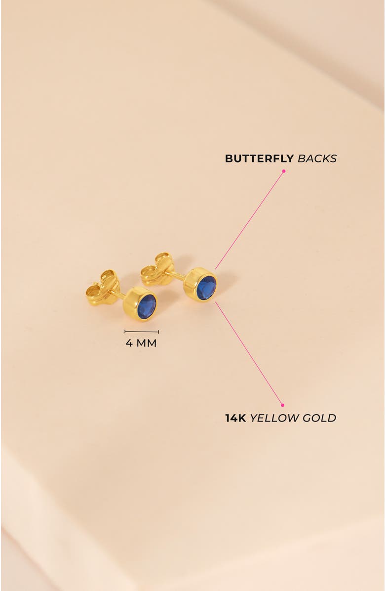 In Season Jewelry 14k Halo Girl Earrings, Alternate, color, Dark Blue