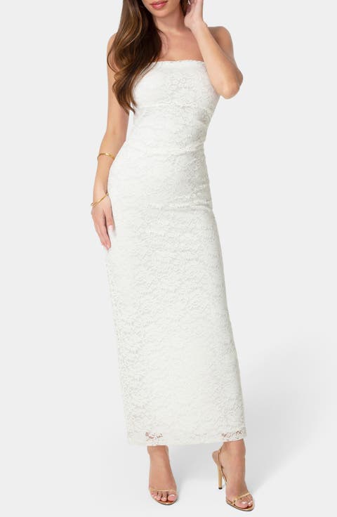 Lace Strapless Maxi Dress