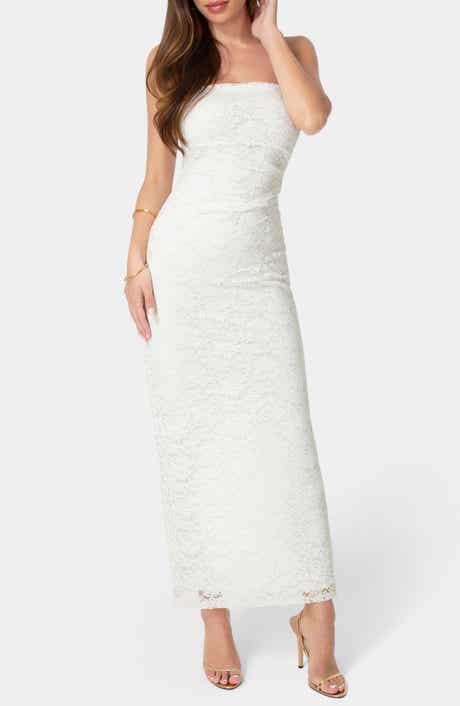 bebe Lace Strapless Maxi Dress