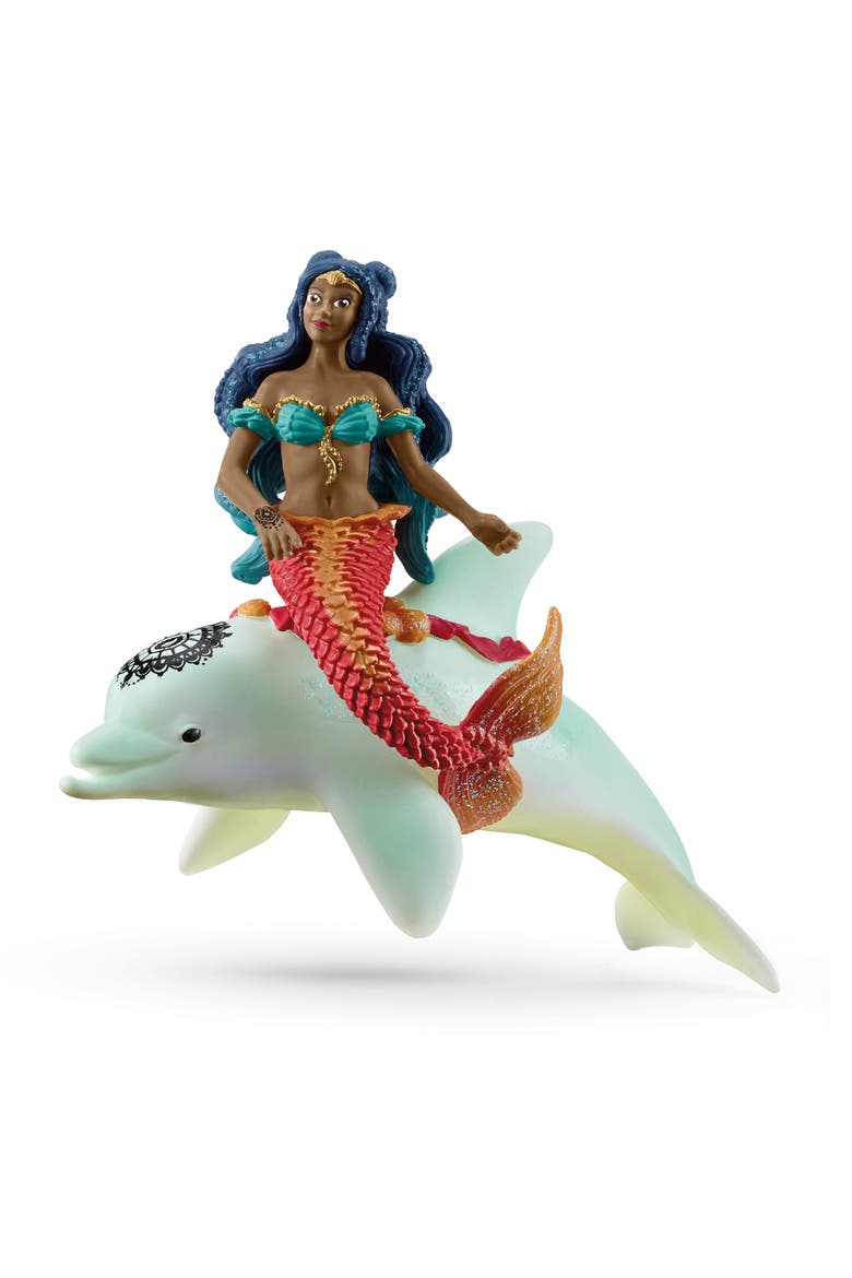 Bayala Isabelle On Dolphin, Figurine Playset, Vinyl, Kids Ages 5+, Main, color, Multicolored