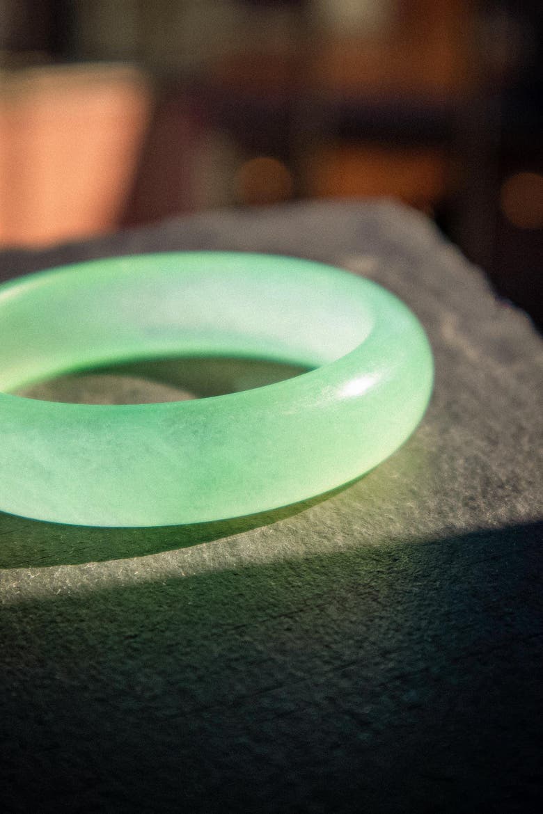 Silk Collection Agave Classic Cyan Jade Stone Bangle, Alternate, color, Cyan