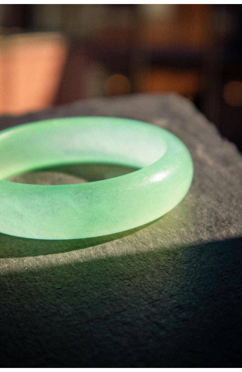 seree Silk Collection Agave Classic Cyan Jade Stone Bangle, Alternate, color, Cyan