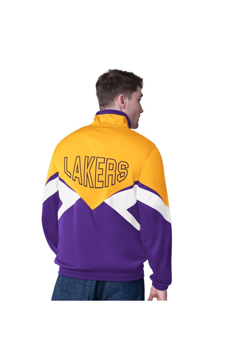 STARTER Men's Starter Gold/Purple Los Angeles Lakers Rush Applique Full-Zip Track Jacket, Alternate, color, Gold