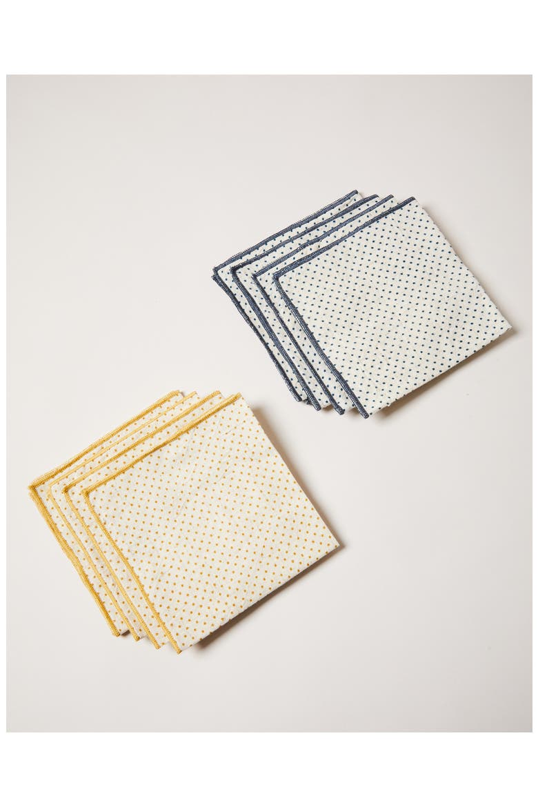 Set of 4 Dot Cotton Cocktail Napkins, Main, color, NAVY