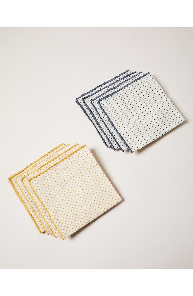 Farmhouse Pottery Set of 4 Dot Cotton Cocktail Napkins, Main, color,