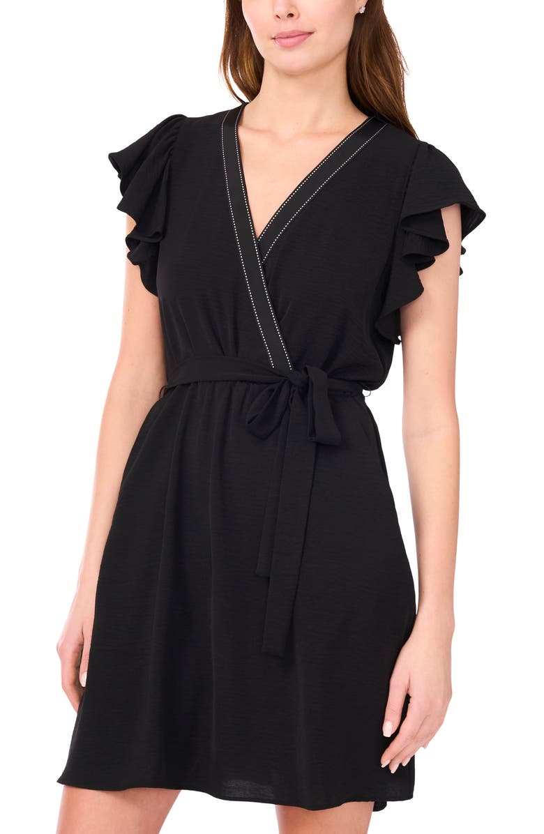 Halogen<sup>®</sup> Flutter Sleeve Wrap Dress, Alternate, color, Rich Black