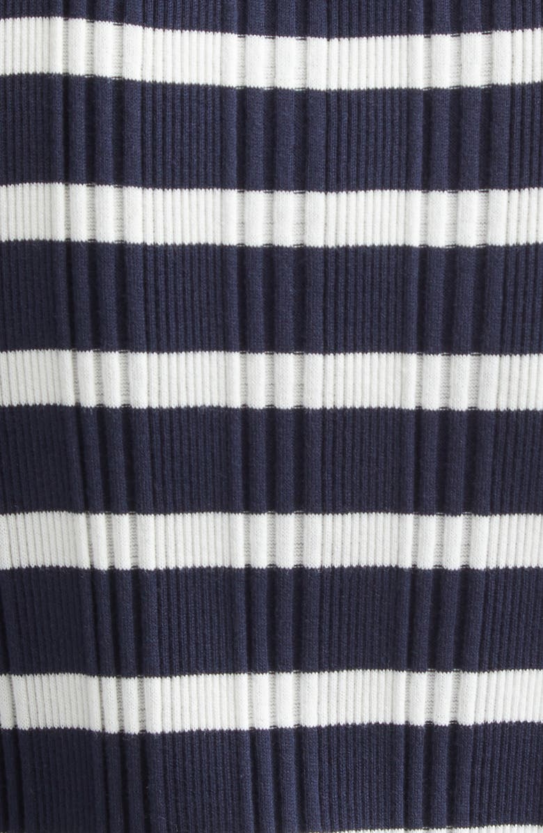 Thom Browne Stripe Scallop Edge Short Sleeve Cotton Rib Sweater, Alternate, color, Navy/ White